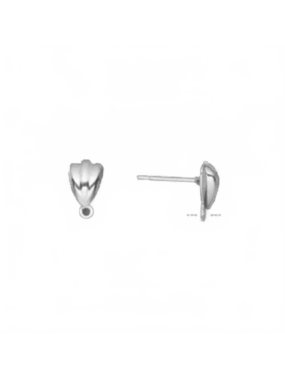 10 Silver 8mm Shell & Loop Ear Studs Earring Findings